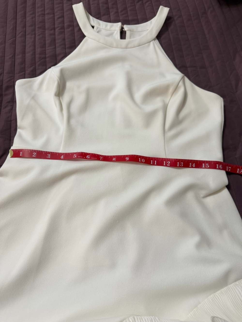 Guess White Halter Mini Dress with Textured Ruffle Hem - Picture 8 of 11